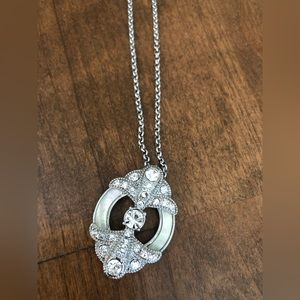 Long Necklace with clear stones and Mother of Pearl.